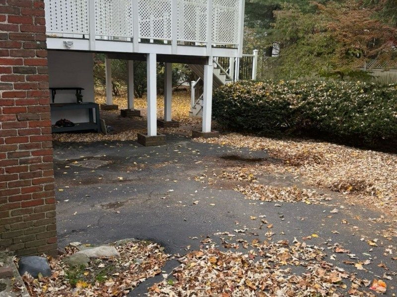 Driveway & under-deck debris blowout — before