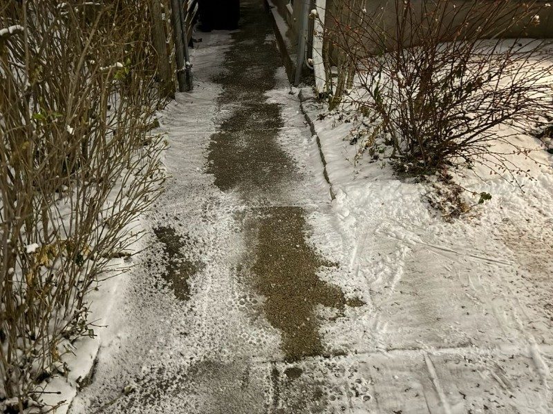Residential walkway snow shoveling — after